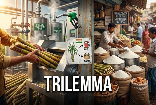 Ethanol Blending vs Sugar Prices: India's Food-Fuel Policy Trilemma